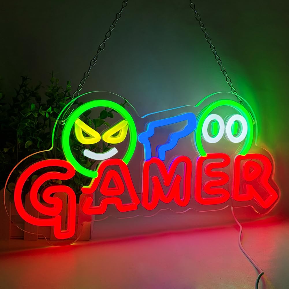 Party Games School - Enseigne néon LED Gamer, Lampe murale