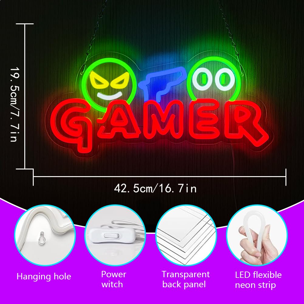 Enseigne néon LED Gamer, Lampe - Party Games School avis et prix