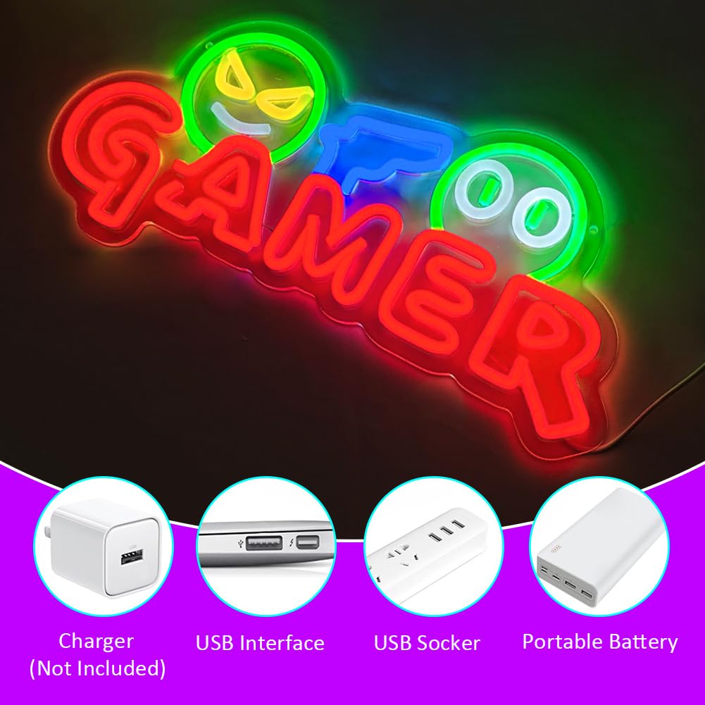 Enseigne néon LED Gamer, Lampe - Party Games School avis et prix