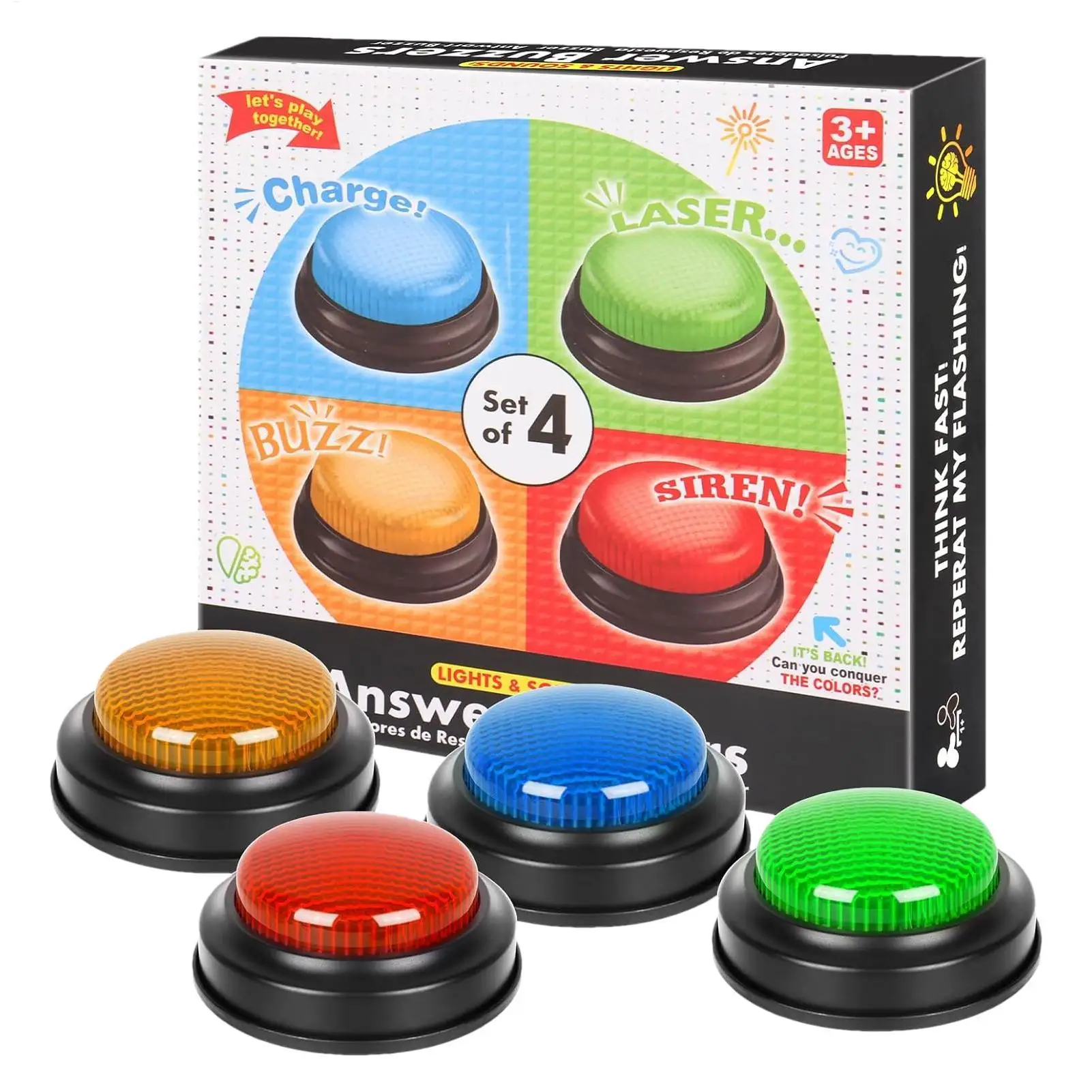 Buzzer de jeu 4 boutons à répo - Party Games Engagement avis et prix